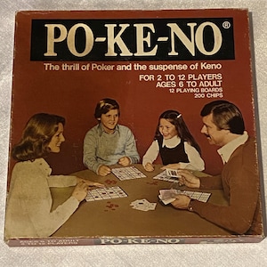 Vintage Po-Ke-No, Poker Keno Game, 12-Board Boxed Set from U.S. Playing Card Company     #8705
