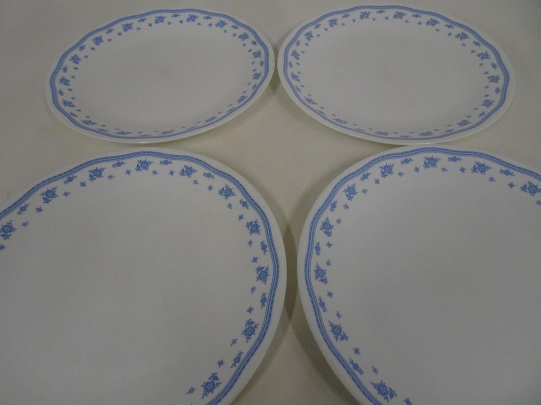 Corelle Morning Blue Dinner Plates Set of 4, Corelle Blue Floral Dinner