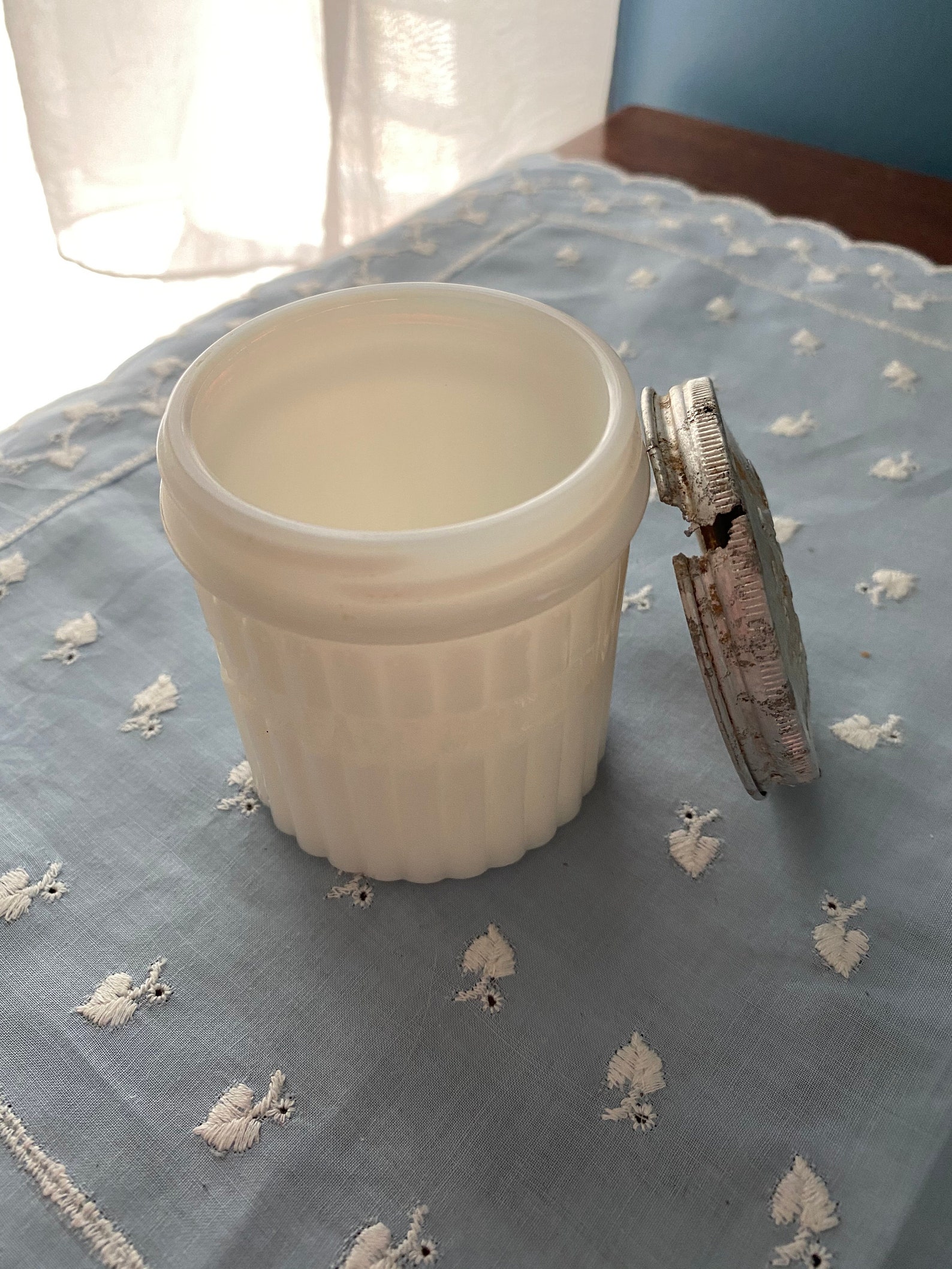 Vintage Milk Glass Nyal Face Cream Jar Etsy