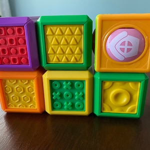 Fisher Price Blocks, Fisher Price Blocks Set of 6, Fisher Price Interactive Blocks. Fisher Price Activity Blocks, FP Sensory Blocks    #6695