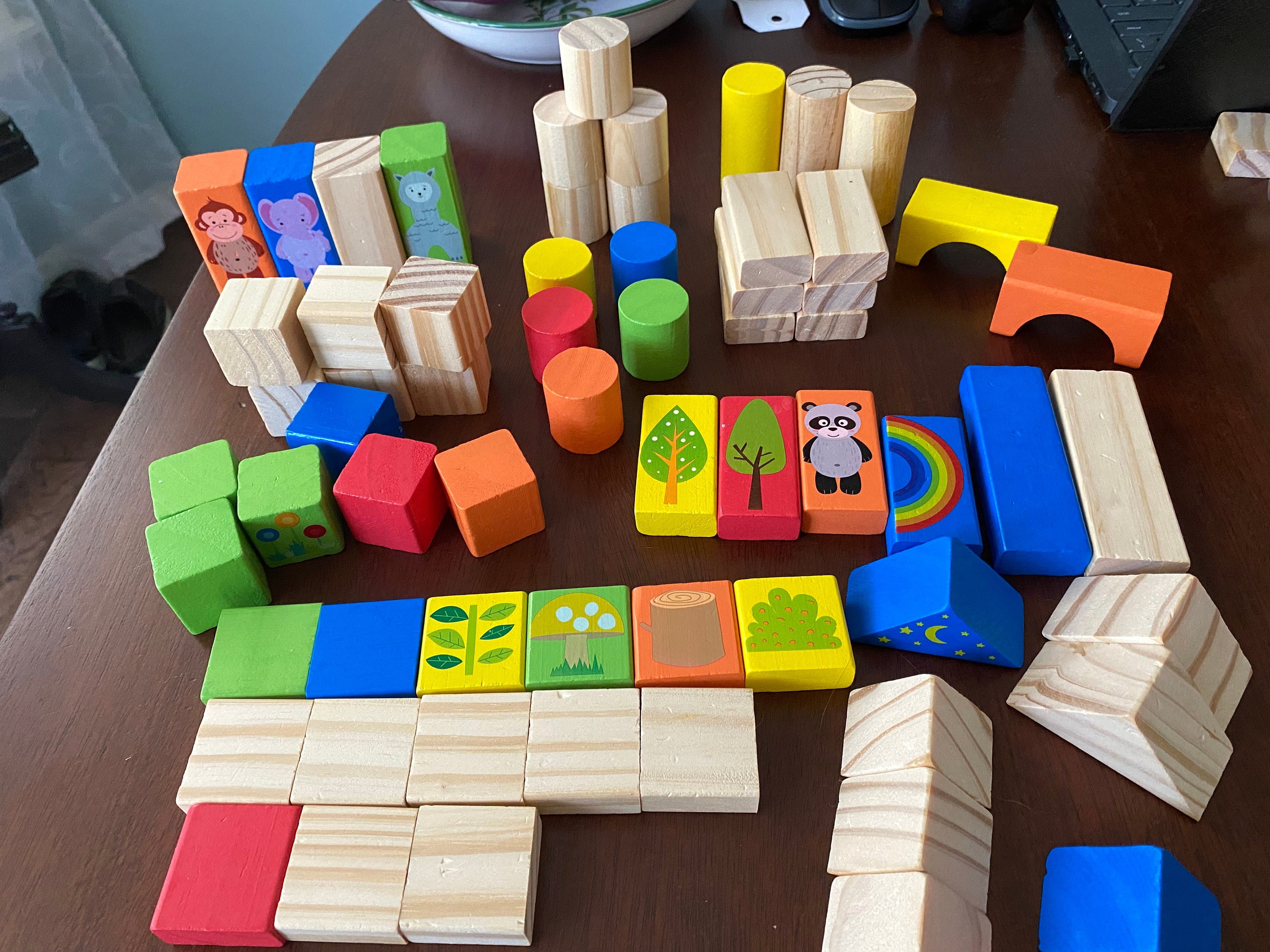 Vintage Colorful Wood Building Blocks - Over 60 Blocks, Colored and ...