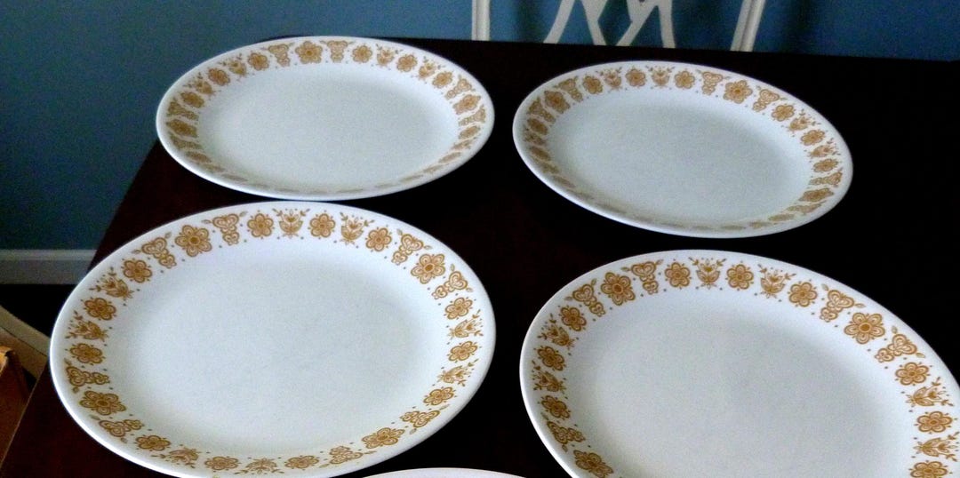 Corning Butterfly Gold Dinner Plates Set of 4, Corelle Butterfly