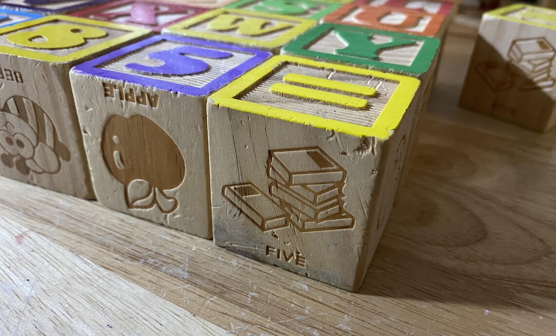 Random Wood Alphabet Blocks, Number Blocks, Large Children's Blocks ...