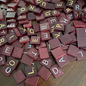 Red Scrabble Tiles for Craft Projects, Scrabble Racks, Individual Letters  - YOUR CHOICE    #8135