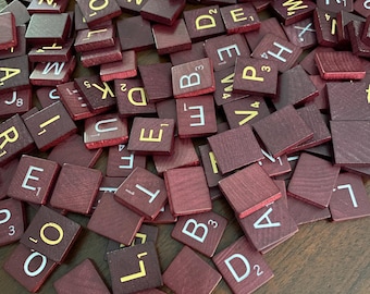 Red Scrabble Tiles for Craft Projects, Scrabble Racks, Individual Letters  - YOUR CHOICE    #8135
