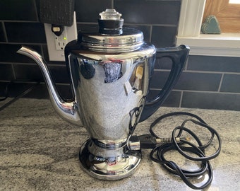 Vintage Mirro-Matic Electric Percolator Coffee Pot - Complete & It Works!  Vintage Coffee Percolator, Mirro-Matic 112M  #7838