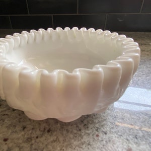 Westmoreland Candy Dish, Westmoreland Milk Glass, Westmoreland Grape Pattern, Westmoreland Grape Ivy Candy, Westmoreland Ruffled   # 7238