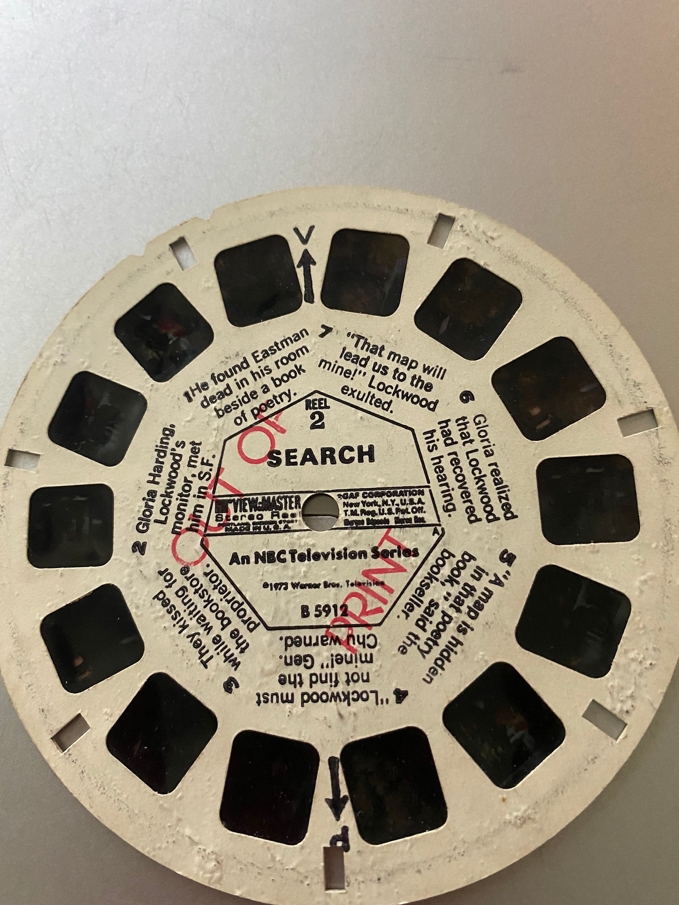 Vintage View Master Reel, View Master Disk, View Master, View Master Search  NBC Television, View Master Reel B 5912 #6574, image size:2250x3000