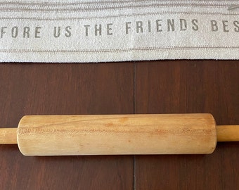 Vintage Solid Hardwood Rolling Pin with Hardwood Handles - Great Condition!  #6616