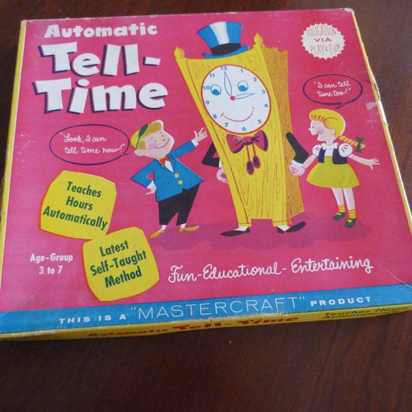 Vintage Mastercraft Automatic Tell-Tell, Learn to Tell Time, Teaching Game, Mastercraft #534      Item 2599