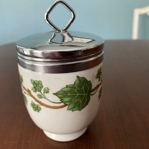 Crown Staffordshire Double Egg Coddler,  Green Vine Coddler, English Bone China Egg Coddler, Large Egg Coddler #7355