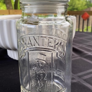 Vintage Planters Mr. Peanut 75th Anniversary Embossed Jar, Mr. Peanut Jar   #8632