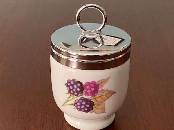 Royal Worcester Egg Coddler, Royal Worcester Plum & Currants Egg Coddler, English Egg Coddler #7358