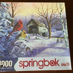 Sealed Springbok Puzzle, Springbok Snowy Haven Puzzle, Discontinued Springbok Puzzle, Springbok 1000 Piece Puzzle, Winter Puzzle # 7491