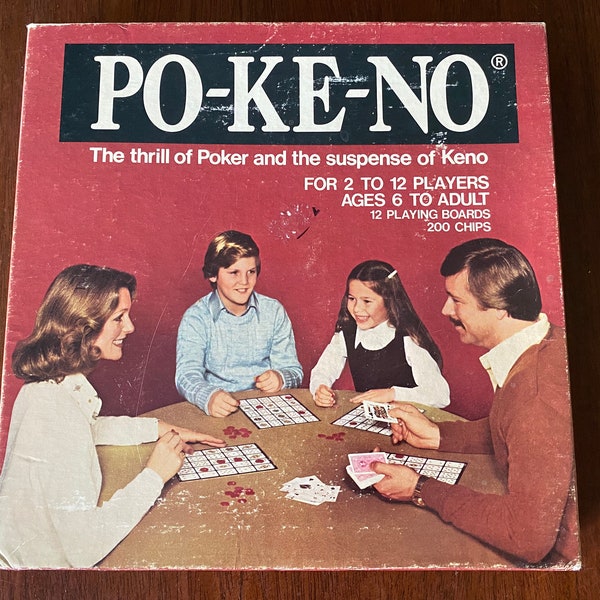 Vintage Po-Ke-No, Poker Keno Game, 12-Board Boxed Set from U.S. Playing Card Company     #7845