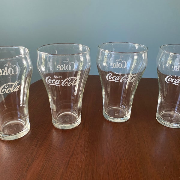 Coca-Cola Glasses, Enjoy Coke, Enjoy Coca-Cola Glasses, Drink Coca-Cola, Coke Tumblers - Set of 4  #7808