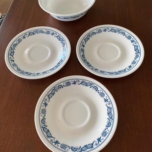 Vintage Old Town Blue Soup Bowl, Corelle Old Town Blue Cereal Bowl, Corelle Blue Onion, Corelle Blue Saucers - Sold Individually #8499