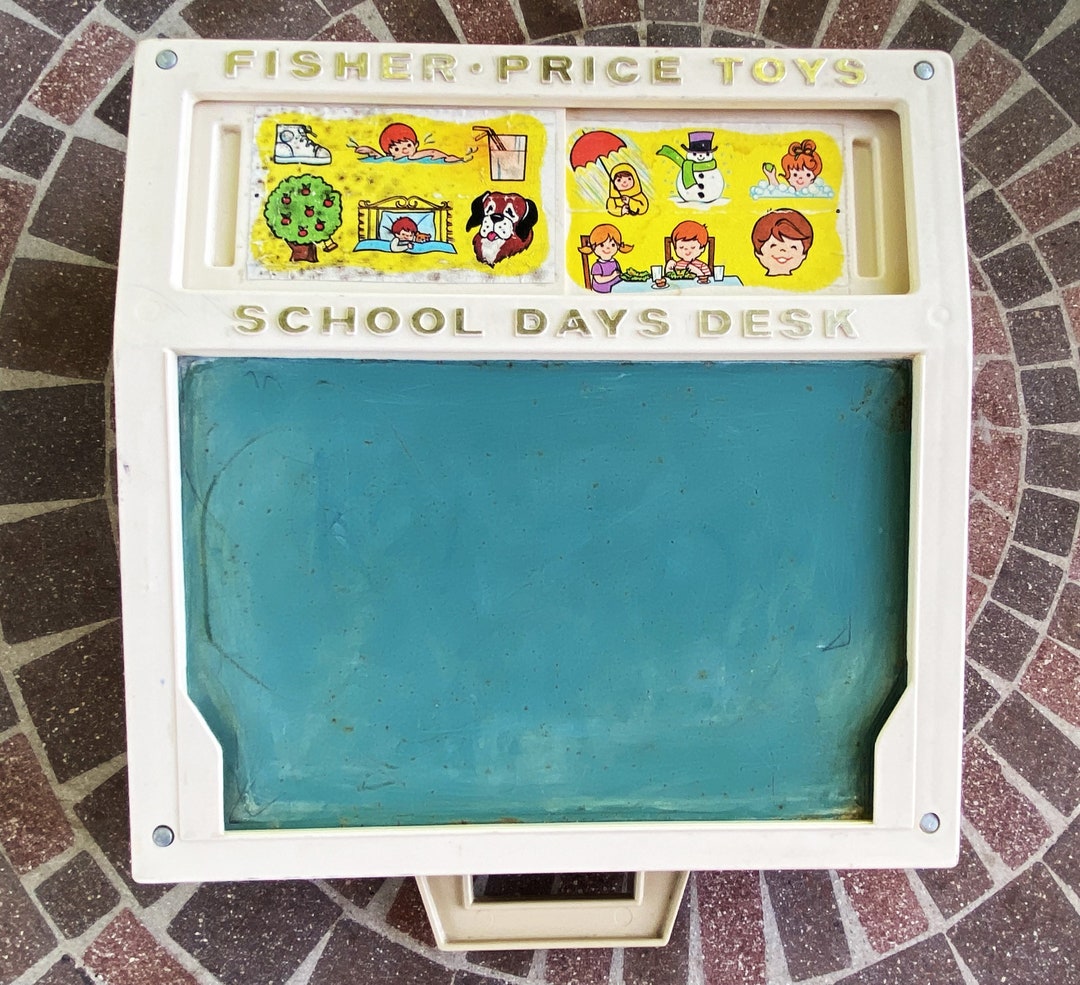 Vintage Fisher-price School Days Desk, Fisher Price Desk 176 With Over ...