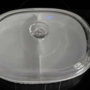 Rare - Cocotte MC-6-B blanche française Corning Ware, Cocotte ovale divisée F-6-B blanche française #8628
