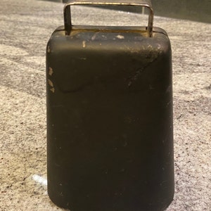 Large, Heavy Metal Antique Cow Bell with Original Clacker #7541