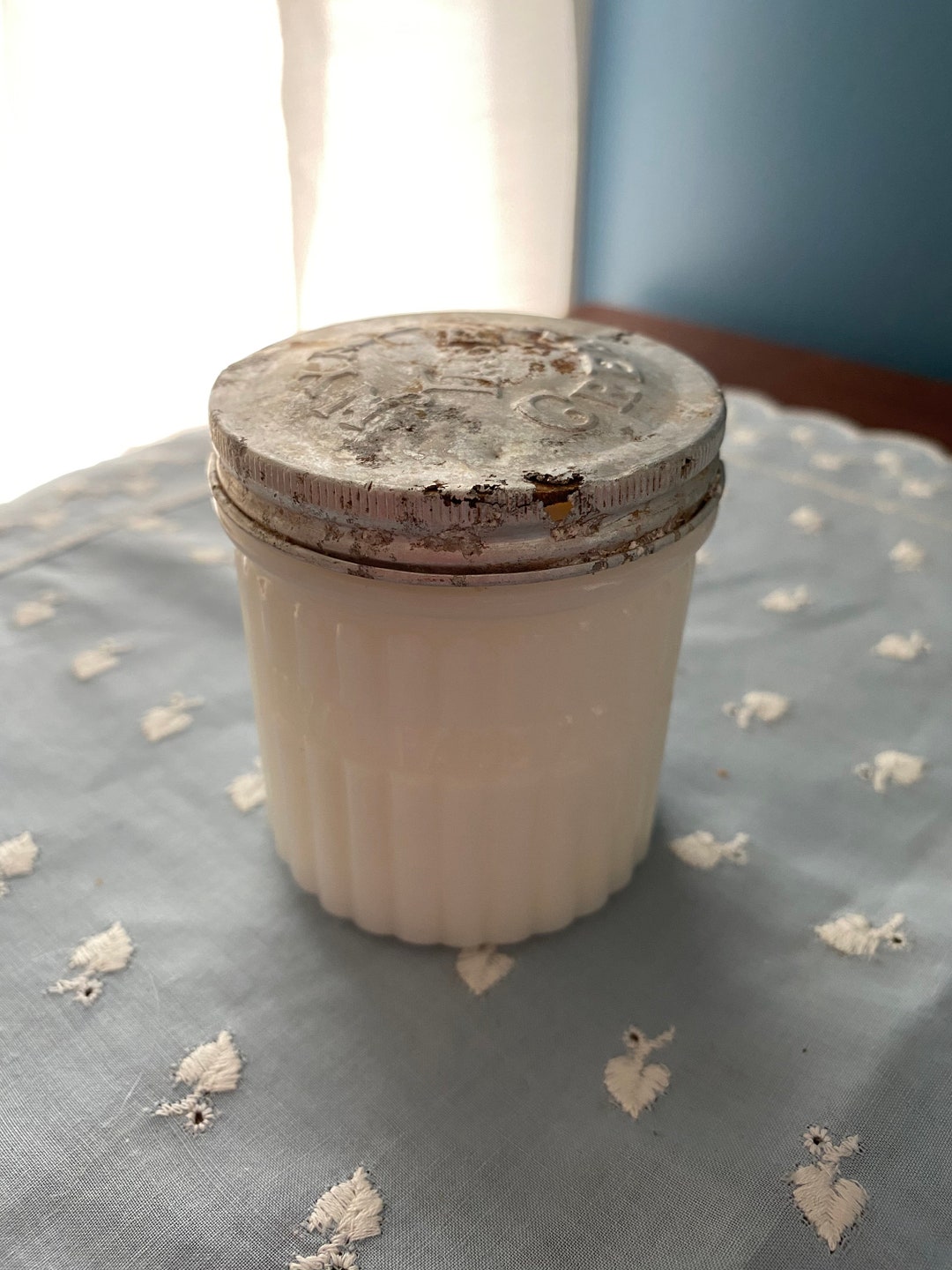 Vintage Milk Glass Nyal Face Cream Jar Etsy