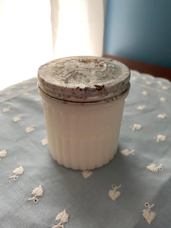 Vintage Milk Glass Nyal Face Cream Jar Gem