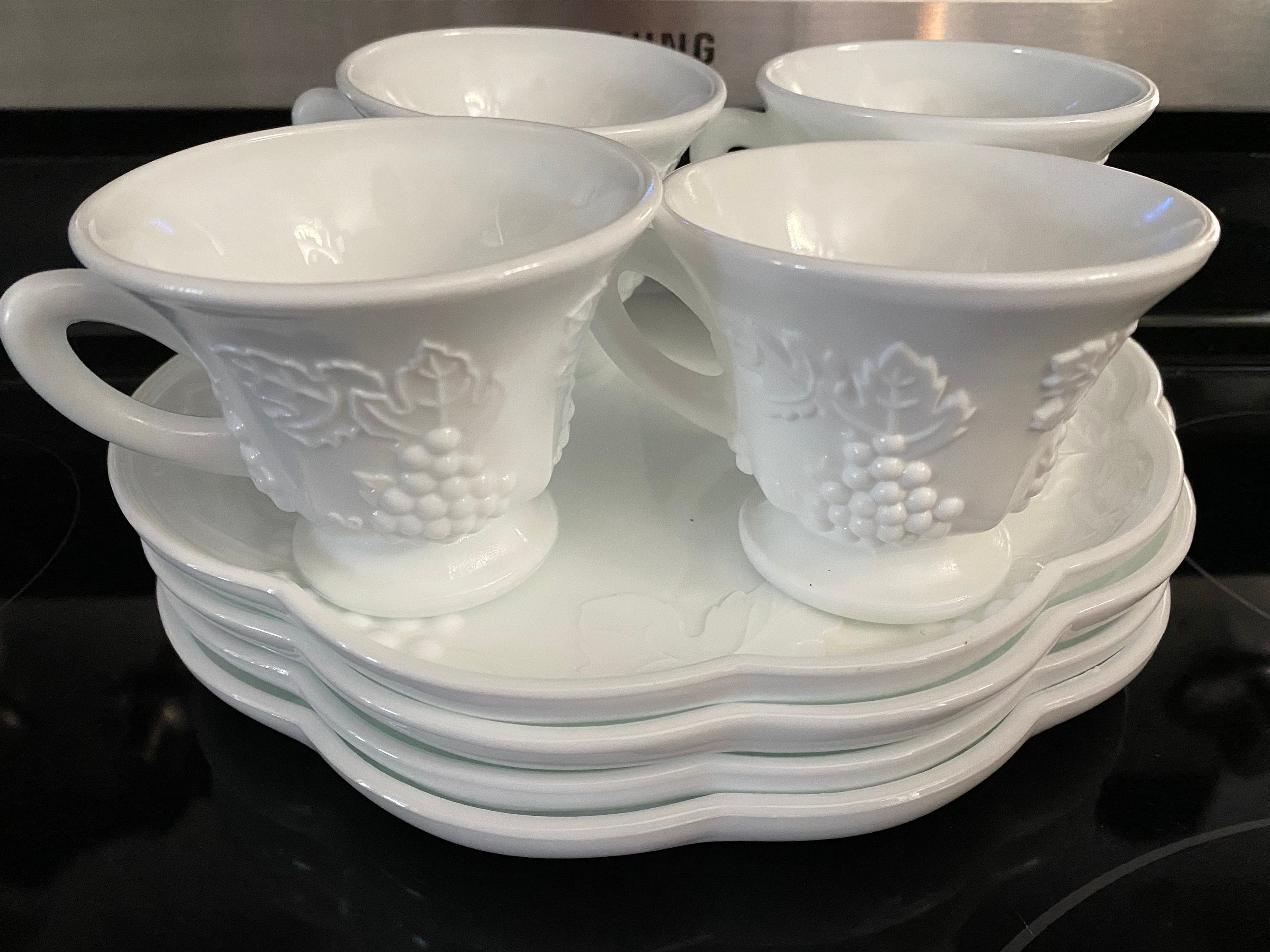 Indiana Glass Colony Harvest Milk Glass Snack Set - Set of 4