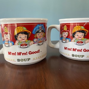 Campbell&#39;s Kids &quot;M&#39;m! M&#39;m! Good!&quot; Handled Soup Mugs (1997) - Set of 2    #7727
