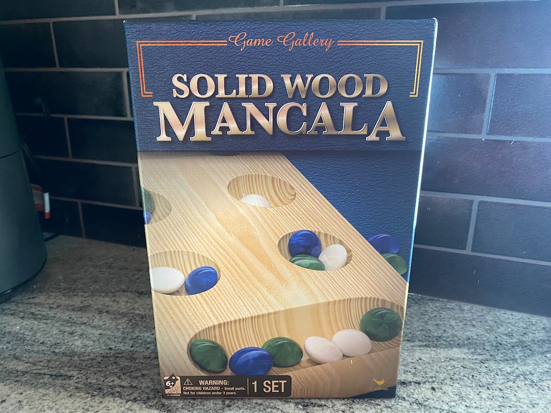Mancala Game, Mancala Solid Wood Board Game With Glass Playing Pieces ...