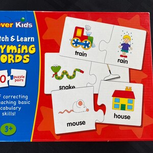 Vintage Match & Learn Rhyming Words Match Up Cards, Match-up Cards, Toddler Toy Early Education, Teaching Toy  #8621