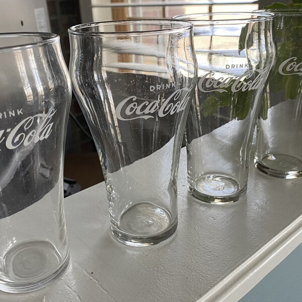 Vintage Coca-Cola Glasses, Enjoy Coke, Enjoy Coca-Cola Glasses,  Drink Coca-Cola, Coke Tumblers, Restaurant Glasses -  Set of 4   #7812