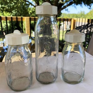Vintage Davol Feedrite Baby Bottles - 8 Ounces - Set of Three, Pyrex Baby Bottles, Davol Baby Bottles - Set of 3   #8170
