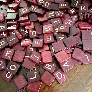 Red Scrabble Tiles for Craft Projects, Scrabble Racks, Individual Letters  - YOUR CHOICE    #8135