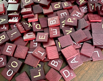 Red Scrabble Tiles for Craft Projects, Scrabble Racks, Individual Letters  - YOUR CHOICE    #8135