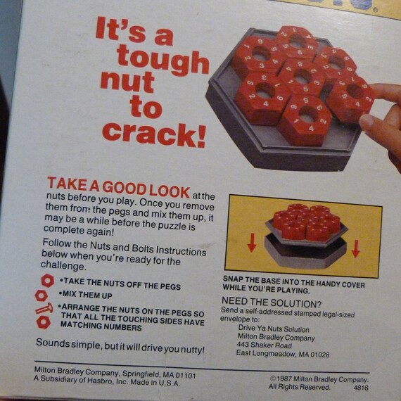 Milton Bradley Drive Ya Nuts Game, Puzzle Game, Nuts and Bolts