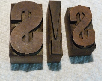 Vintage Letterpress Printers Block, Letterpress Symbol Letterpress Blocks, Letterpress Punctuation - YOUR CHOICE - #4178