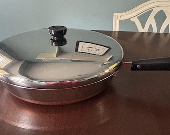 Vintage Revere Ware 12" Skillet, Revere Ware Fry Pan, Revere Ware Clinton IL Revere Ware 12 inch with Lid Pre 1968 Revere Ware    #9007