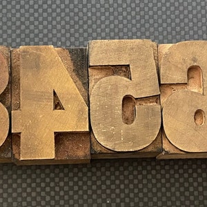 Vintage Letterpress Printers Block, Letterpress Numbers Complete Set 0-9 1-3/4&quot; Letterpress Blocks    #7206