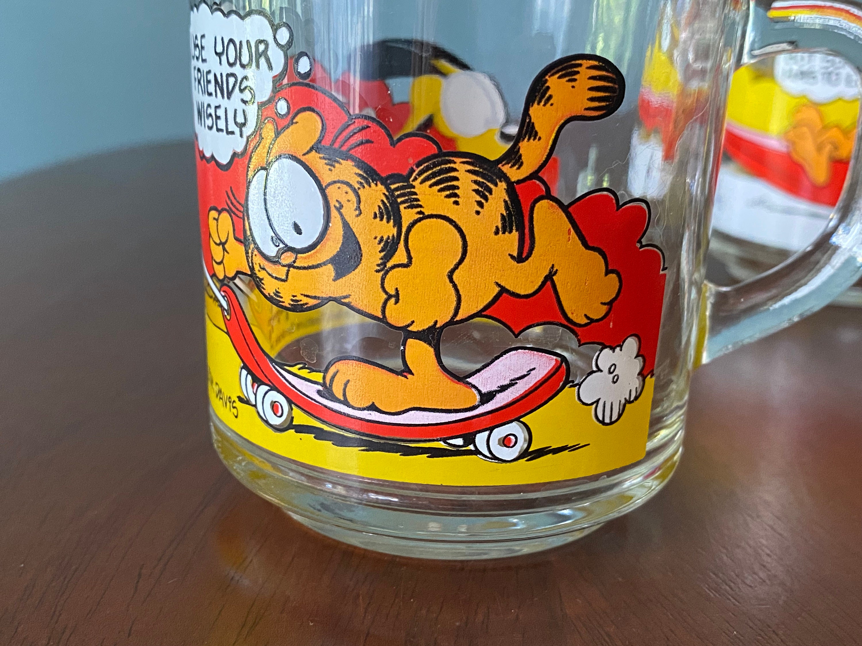 McDonald's Collector Series Garfield Clear Glass Handled Mugs