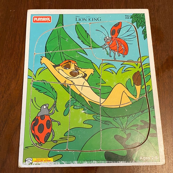 Vintage Playskool Puzzle, Lion King Puzzle, Disney Puzzle, Hardboard Puzzle #7418