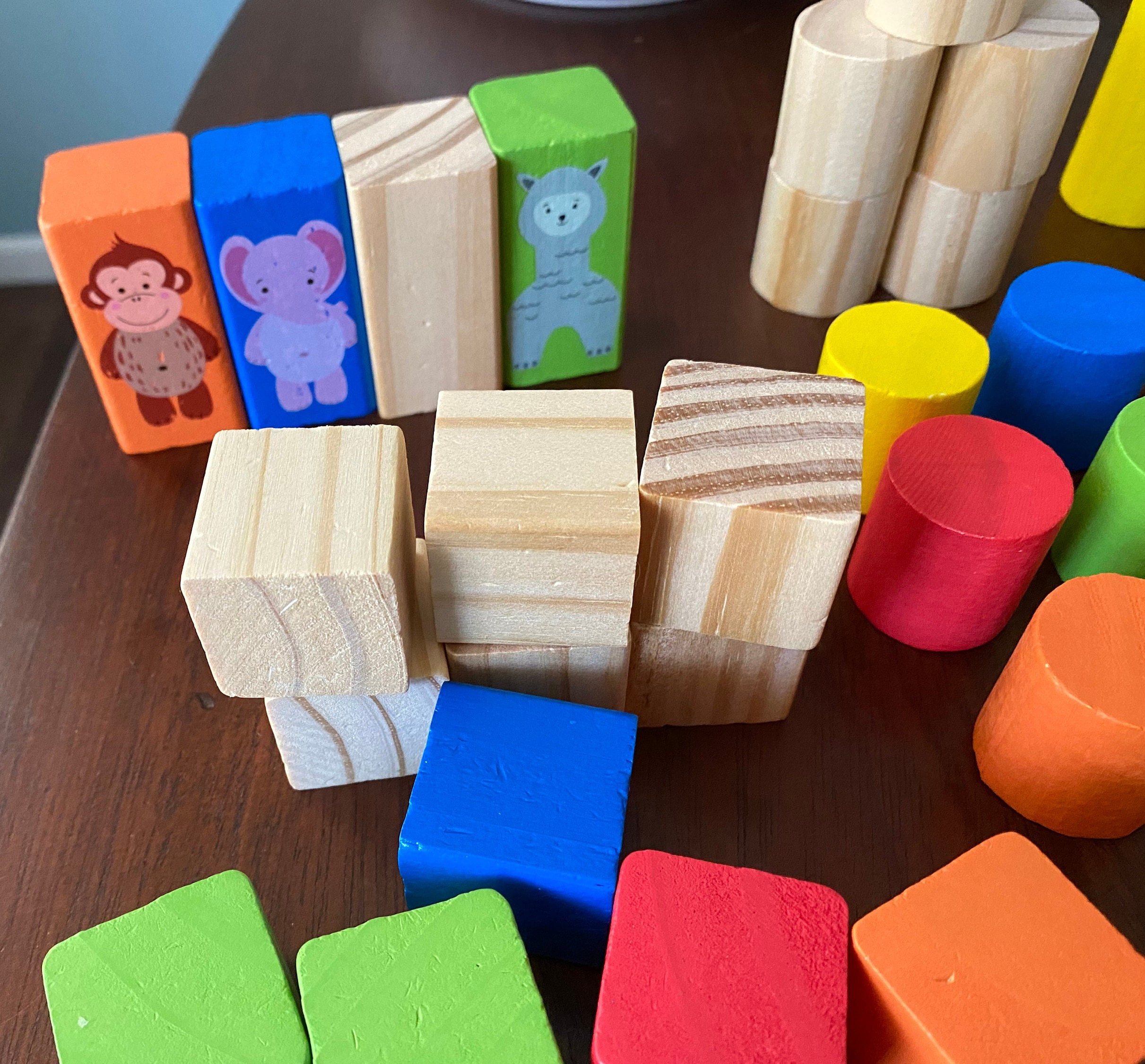 Vintage Colorful Wood Building Blocks - Over 60 Blocks, Colored and ...
