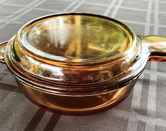 Large Amber Vision Grab It Bowl With Lid by Corning - V-240-B - Etsy