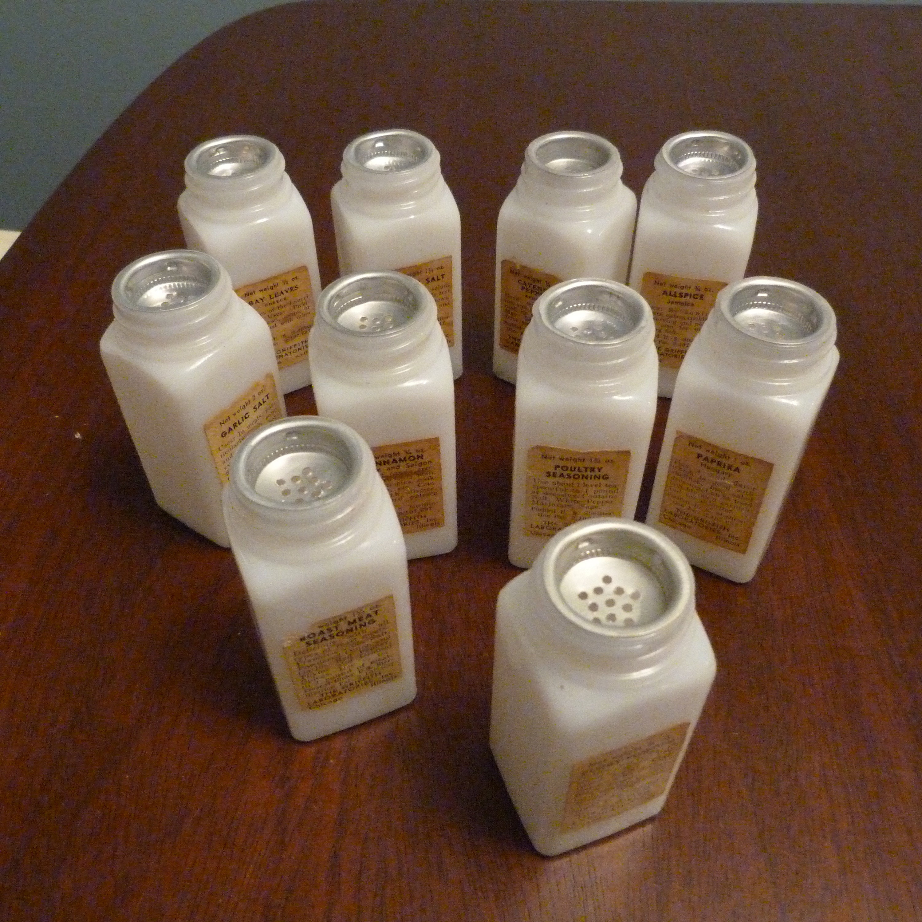 Griffith Milk Glass Purified Spice Jars W/red Lids 7 Etsy