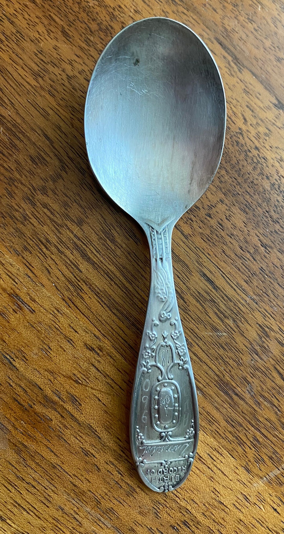 Vintage Birth Record Silver Plate Spoons by WM Rogers 1960, Vintage Baby Spoon Keepsake Birth