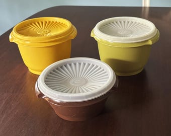 Tupperware 886 & 1323 Bowls, Set of 3, Tupperware Brown Bowl