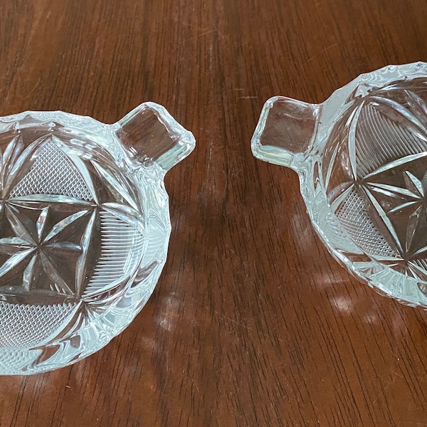 Vintage Clear Cut Glass Ashtrays Set of 2, Glass Ashtray Set   #7112