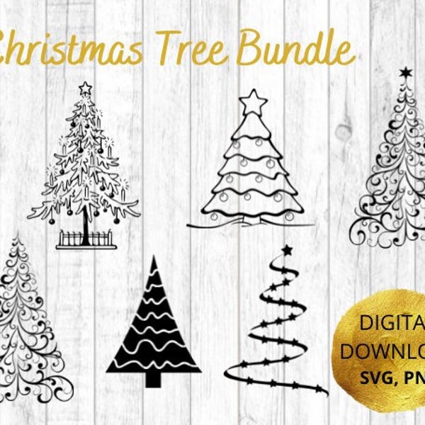 Christmas Tree Bundle, Winter Tree, Christmas Tree SVG,PNG. Digital Download