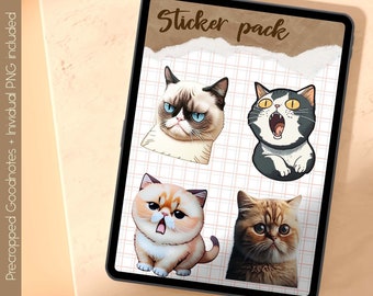 Cat digital sticker | cat goodnotes sticker | emoji | printable stickers | ipad stickers | Png | Instant download