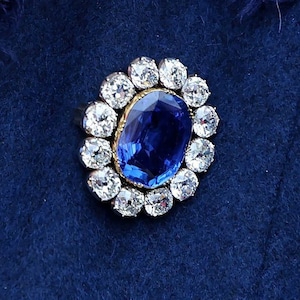 Brooch Blue Sapphire Stone Cz Diamond Sterling Silver 925  Handmade Items Queen Elizabeth Brooch