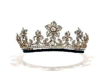 Rose Cut And Polki Diamond Crowns/ Tiaras 27.50ct Natural Diamond Sterling Silver 92.5% Handmade Items Tiaras